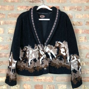 Vintage 90's Horses Fleece Cardigan